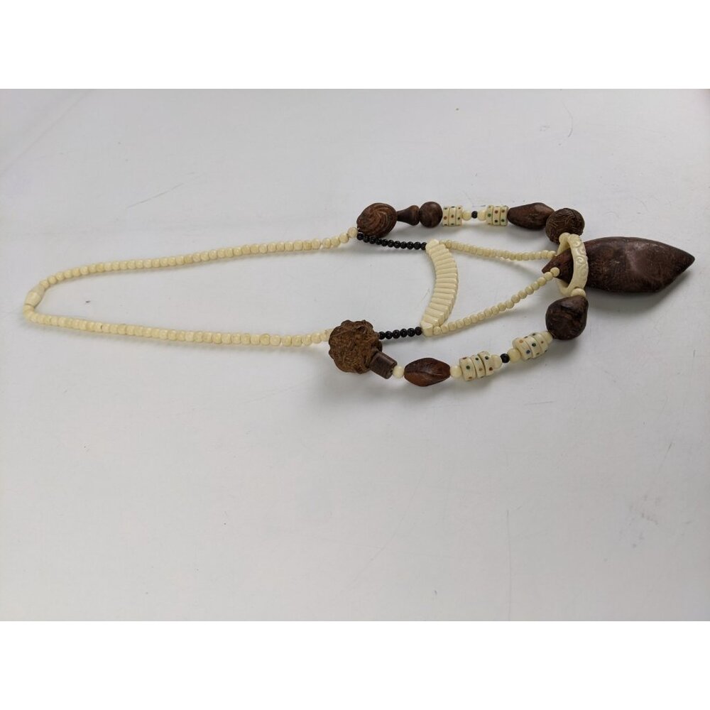 Vintage Burl Wood Seeds Lacquerware Natural Bohemian Boho Necklace Hippie - Picture 3 of 9